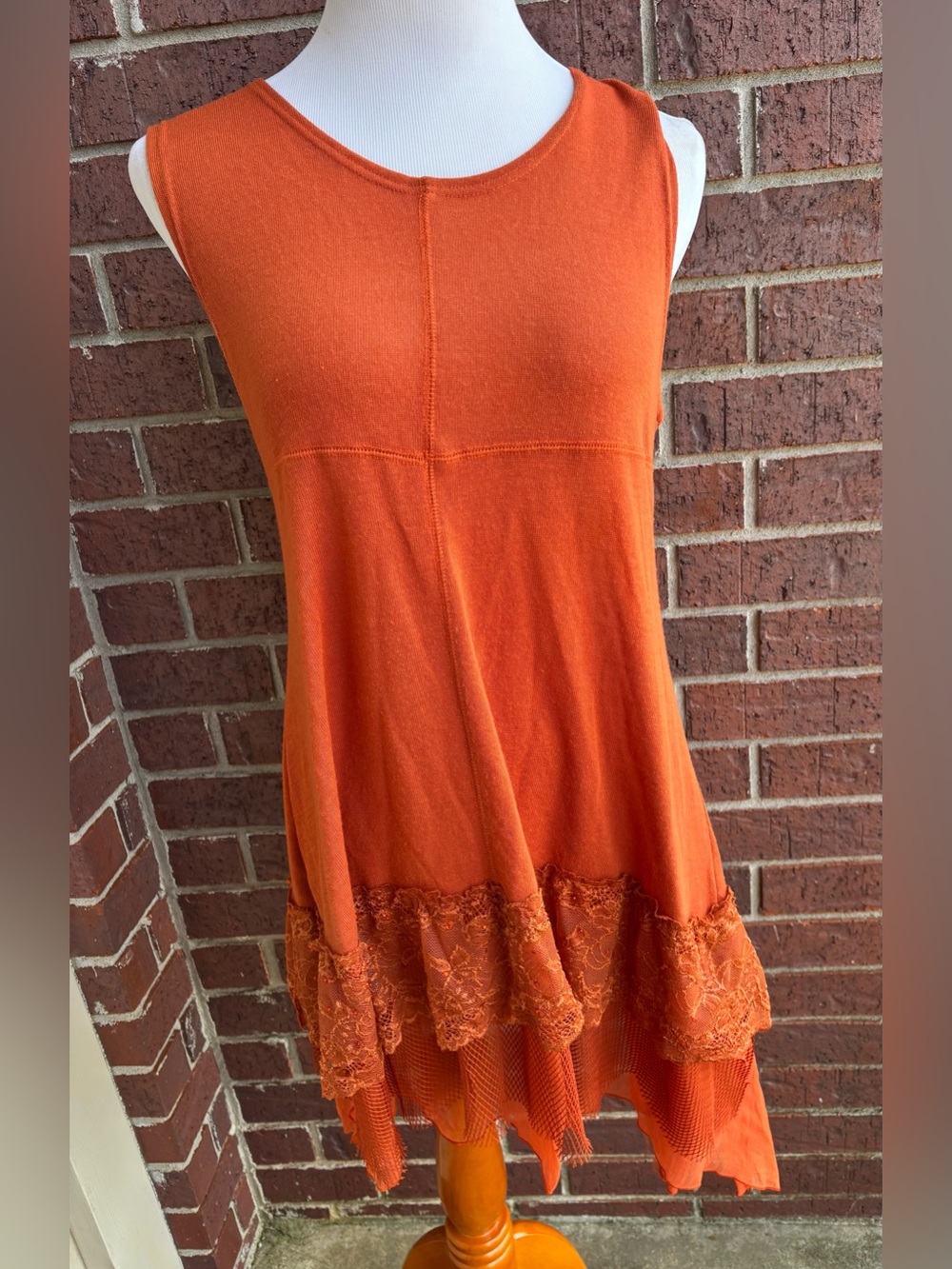 Pretty Angel Orange Lace Hem Tank Top